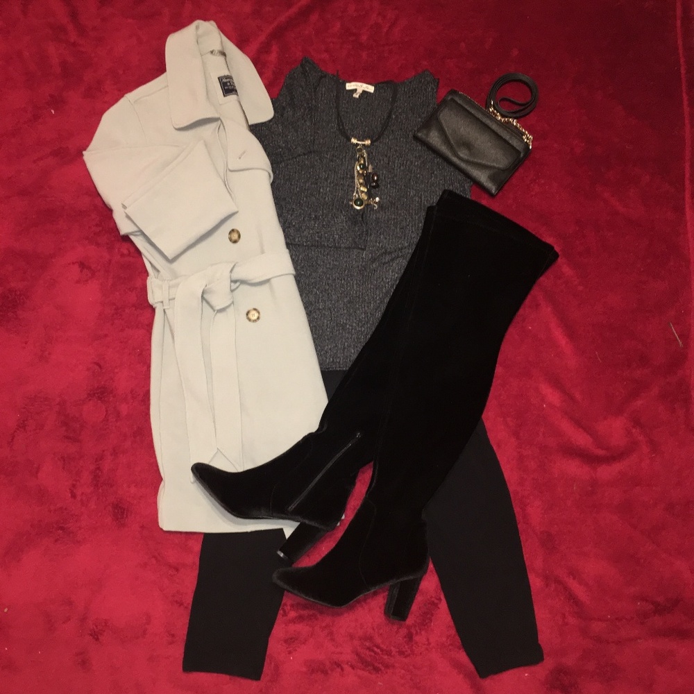 Gray Ribbed One-Shoulder Sweater - Picture 3 of 6